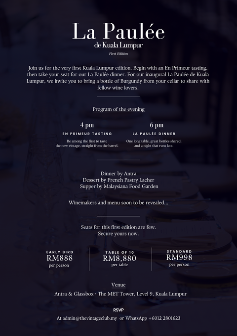 [Early-Bird] La Paulee 2027 - 16 February 2026 at Antra & Glassbox